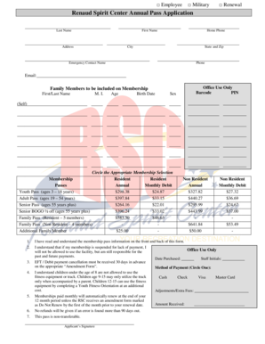 Renaud Spirit Center Annual Pass Application