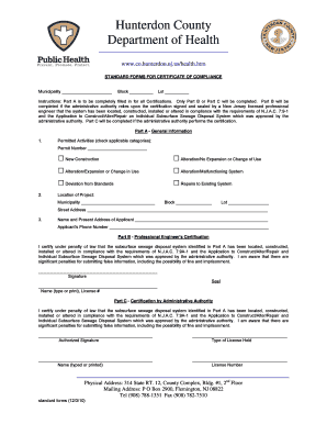 New Jersey Certificate of Compliance