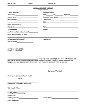 Application for License