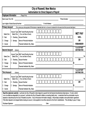 City of Roswell Direct Deposit Authorization