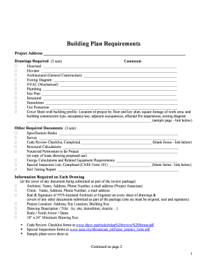 Building Plan Requirements Form