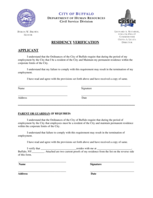 City of Buffalo Residency Verification Form