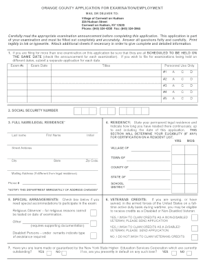 Orange county application for examination/employment - Village of ...