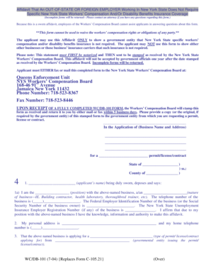 New York State Workers’ Compensation Exemption Affidavit