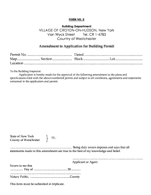 Amendment to Application for Building Permit