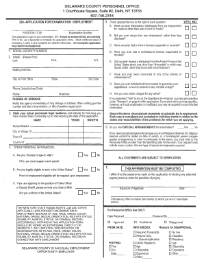 Delaware County Employment Application