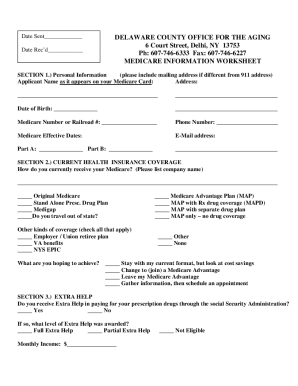 Medicare Information Worksheet