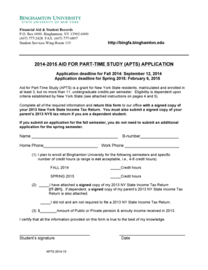 Aid for Part-Time Study Application