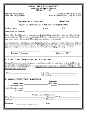 Pupil Medication Form