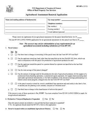 Agricultural Assessment Renewal Application