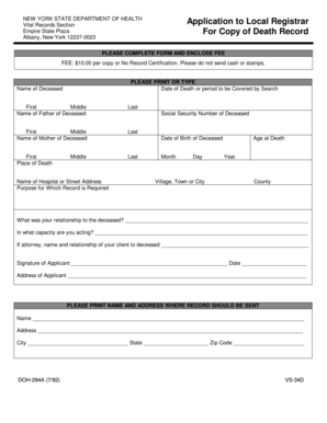 New York Death Record Application