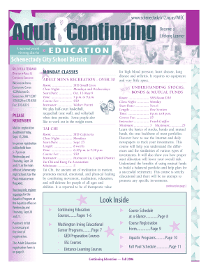 Schenectady Adult Education Course Registration Form