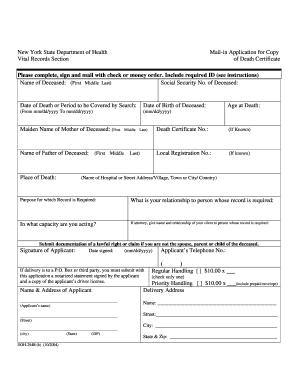 New York Death Certificate Application