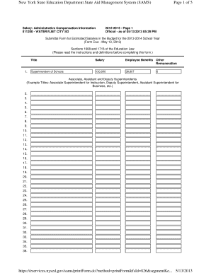 New York State Aid Management System Salary Form