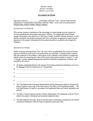 Scope of work template - Template for Scope of Work - North Carolina Department of ... - ncdot