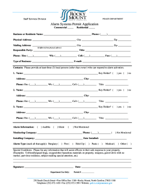 Police Alarm Systems Permit Application