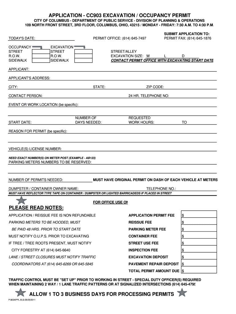 excavation occupancy permit Preview on Page 1