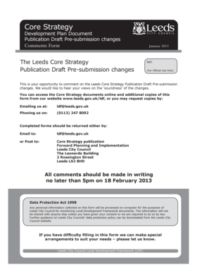Leeds Core Strategy Comments Form