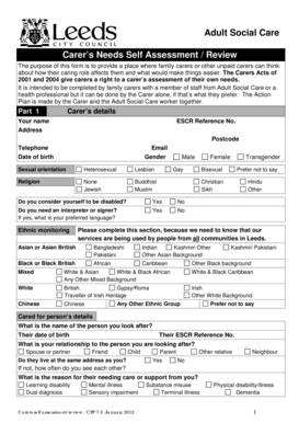 Carer’s Needs Self Assessment Form