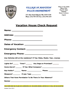 To download Vacation Checklist Form - Addyston, Ohio - addystonohio