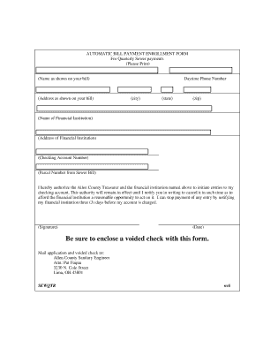 Automatic Bill Payment Enrollment Form