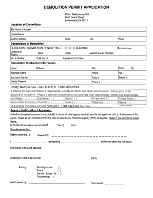 Demolition permit application - City of Bellefontaine - ci bellefontaine oh