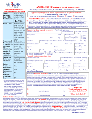AnimalSafe MasterCard Application
