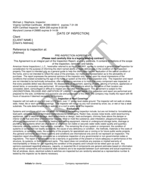 Home Inspection Agreement