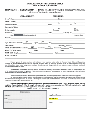 Hamilton County Driveway Permit Application