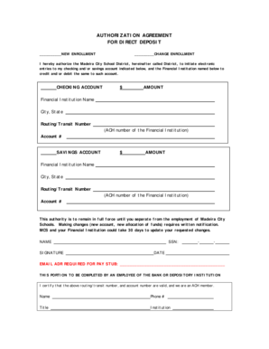 Direct Deposit Authorization Agreement
