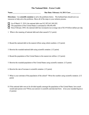 National Debt Extra Credit Assignment