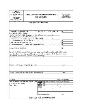 City of Mason Estimated Tax Declaration