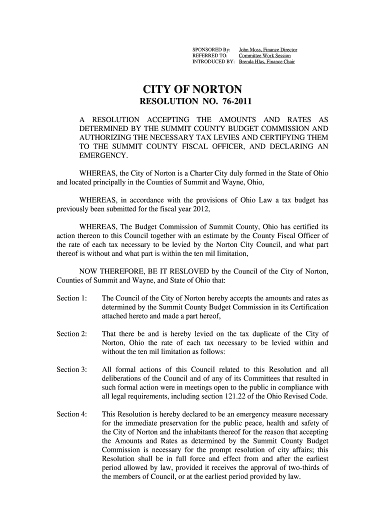 Resolution No 76-2011: Fill out & sign online | DocHub