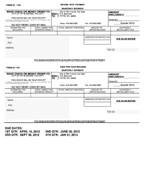 City of Tiffin Quarterly Estimated Tax Form