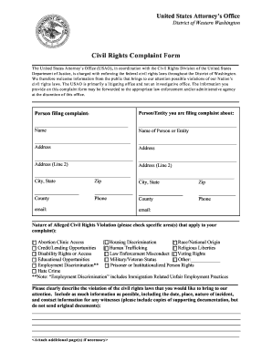 Civil Rights Complaint Form
