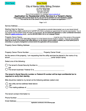 Residential Utility Service Application