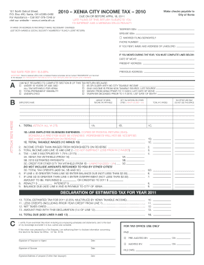 Xenia City Income Tax Form 2010