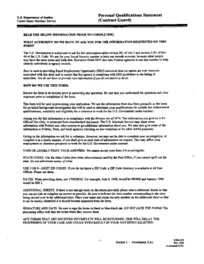 US Marshals Service Contract Guard Qualifications Statement