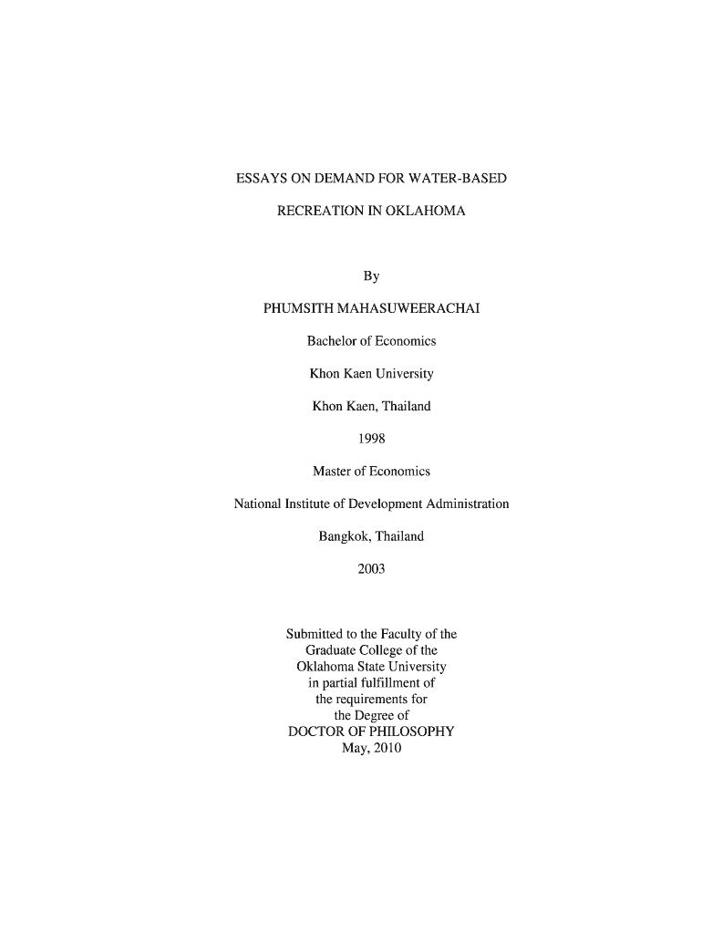 ESSAYS ON DEMAND FOR WATER-BASED RECREATION IN Preview on Page 1