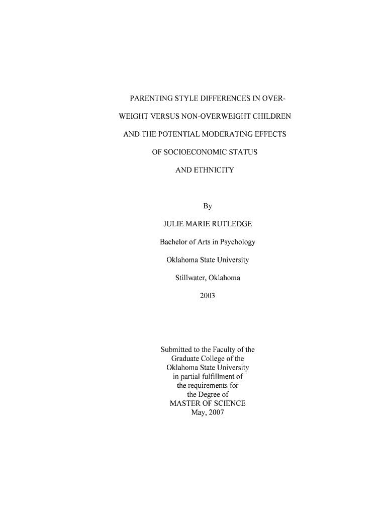 Parenting style differences in over - Oklahoma State University - digital library okstate Preview on Page 1