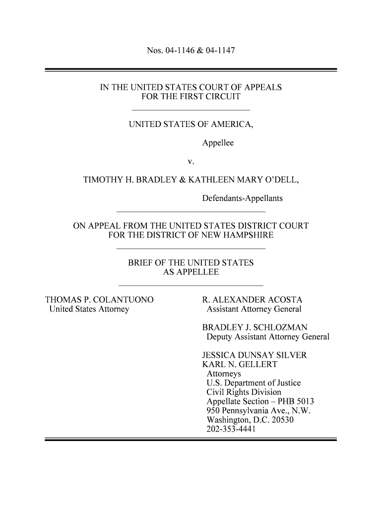 United States v Bradley and O'Dell - US Department of Justice Preview on Page 1