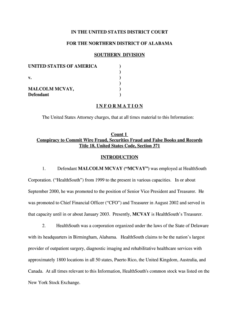 The United States Attorney charges, that at all times material to this Information - justice Preview on Page 1