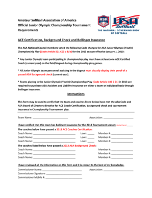 ASA Junior Olympic Championship Requirements Form