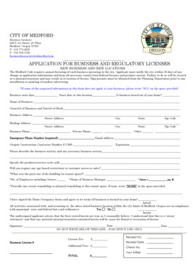 City of Medford Business License Application