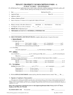 Tenant Property Use Description Form