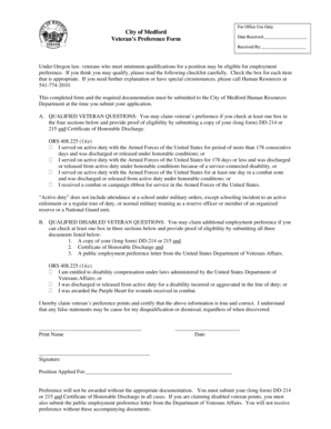 Veteran’s Preference Form