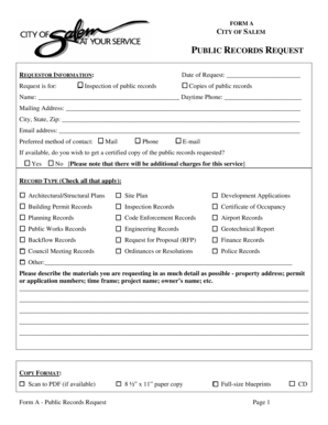 City of Salem Public Records Request Form