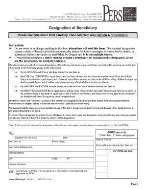 Oregon PERS Beneficiary Designation Form