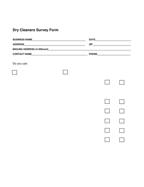 Dry Cleaners Survey Form