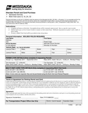 Sheridan Permit and Card Purchase Form